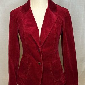 Corduroy Jacket Blazer Yuka Jeans Crimson Red 2 Button 2 Pocket Classic Small